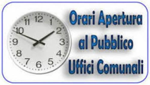 Orario di ricevimento del pubblico degli Uffici Comunali dal 24 Agosto 2026 al 04 settembre 2026